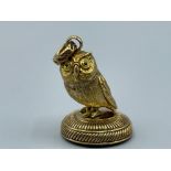 Brass cased owl shaped document seal