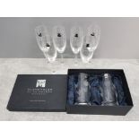 Gleneagles of Edinburgh crystal twin drinking glass set boxed together with 6 champagne flutes