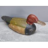 Late 19th early 20th century carved wood decoy duck