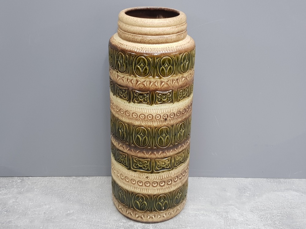 Large green and brown ringed west German floor vase, 289-41