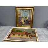 2 framed Danish tapestries including Hans Christian Andersen house