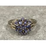 Silver tanzanite cluster ring size Q