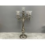 Large candelabra with 5 candle holders in chrome 65cms