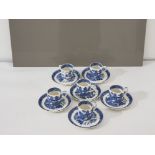 A set of wedgwood coffee cups with saucers unused in willow pattern expresso size