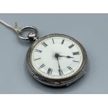 Silver hallmarked birmingham 1882 pocket watch white face and key