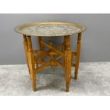 Brass top Indian folding tea table 41cm x 44cms