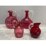 4 pieces of cranberry glass