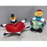 2 Murano glass clown BonBon dishes