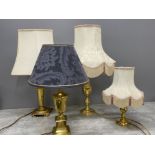 4 various brass table lamps