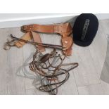 Riding crops and helmet plus gun holster etc