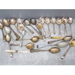A selection of vintage plated flatware to include Walker and Hall etc