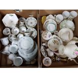 2 boxes of part China teasets includes crown Ming, Aynsley green clover cup and saucer set