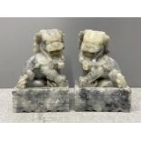 Pair of temple/Foo dogs 13cm x 8.5cms believe them to be made out of soapstone