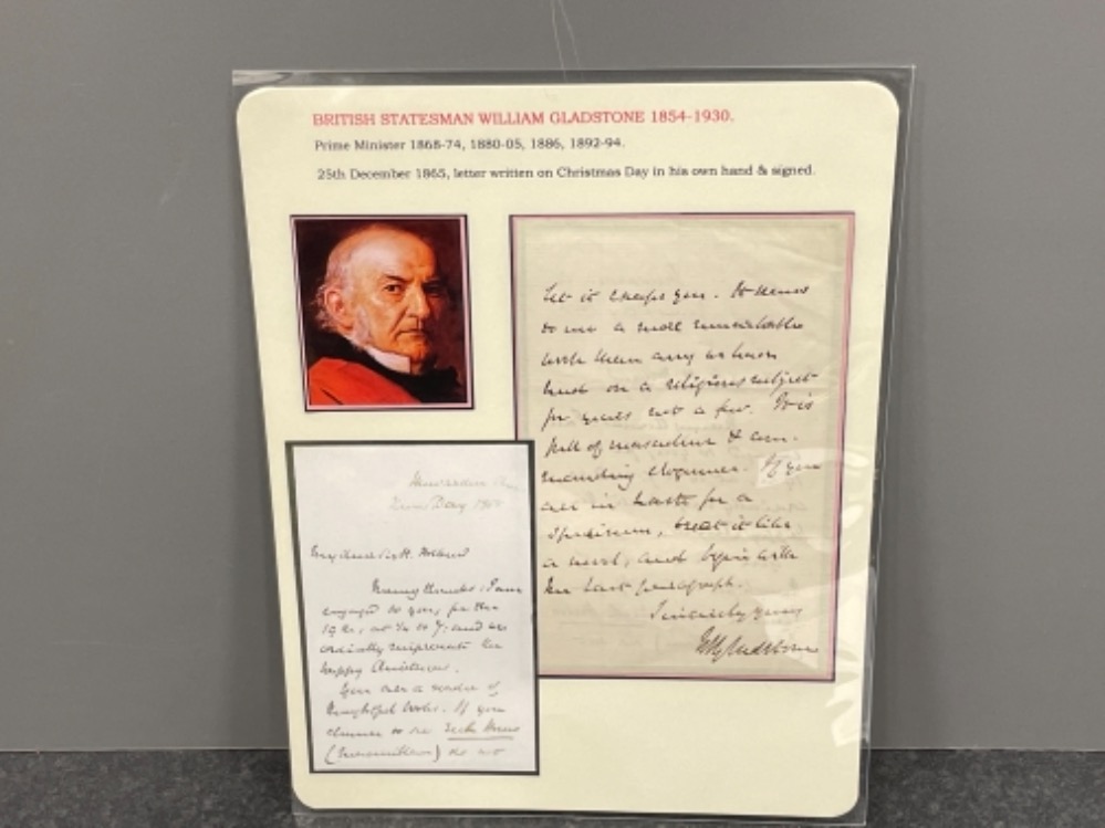 British statesman William Gladstone letter dated 25th December 1865 written in his hand and signed