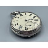 Gents silver hallmarked pocket watch “improved patent” white dial