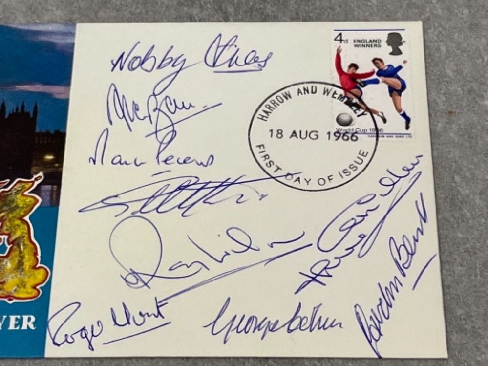 Football 1966 World Cup winners first day cover signed by the winning team except Bobby charlton and - Image 2 of 2