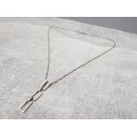 Silver triple bar link pendant and chain, 4.5g