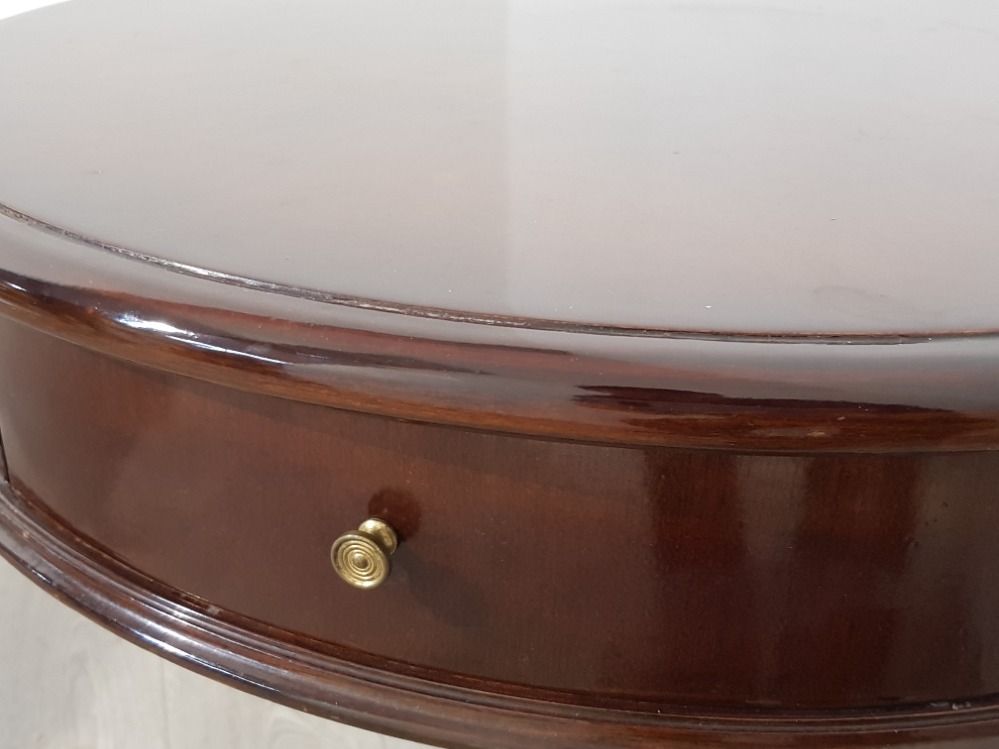 Large Mahogany drum table, Diameter 670mm Height 720mm - Image 3 of 3