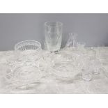 Box of miscellaneous crystal and clear glassware, large bowls etc