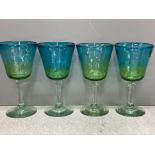 4 heavy glass 2 tone goblets