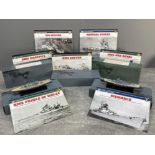 7 famous Warship model boats including HMS PRINCE OF WALES and BISMARCK in original boxes and