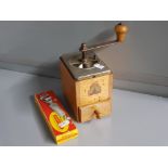 Vintage German 1950s Armin Trosser coffee grinder, manual conical burr mill together with vintage