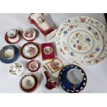 Selection of French Limoges China cabinet pieces plus 2 large wall plates, wedgwood trinket etc