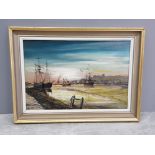 Framed oil on board painting of Whitby signed bottom left F.Tordoff