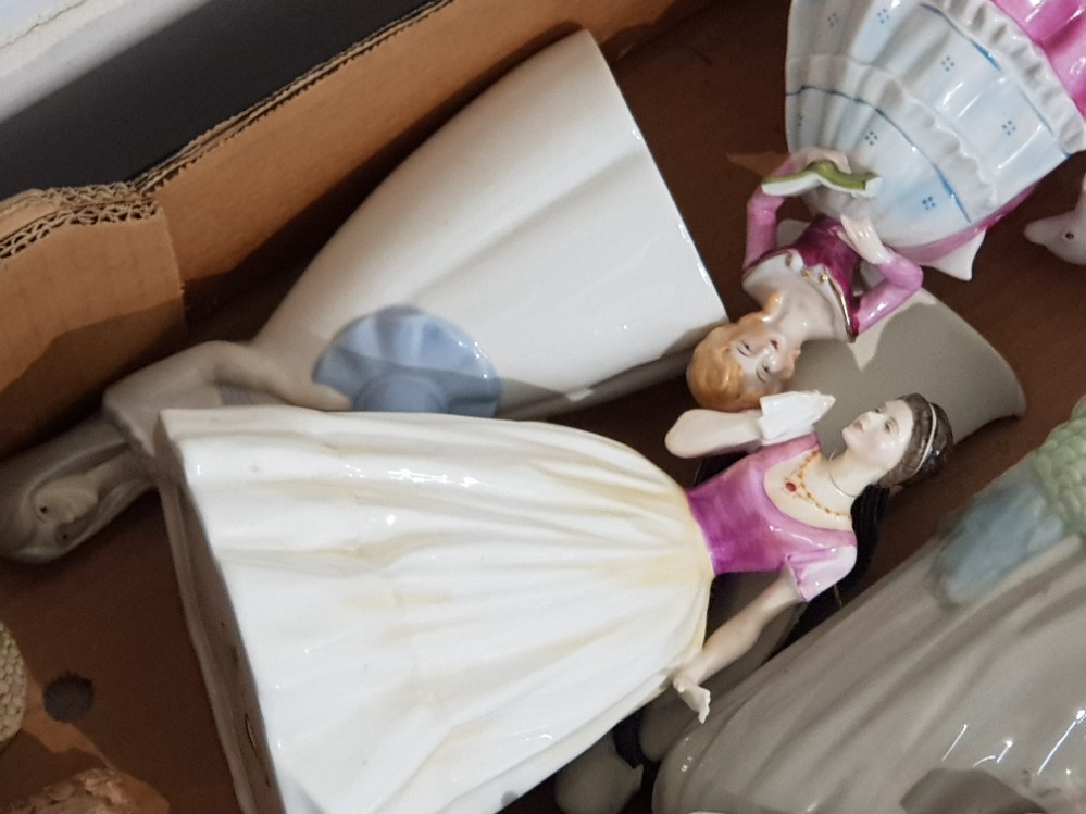 Box containing miscellaneous ornaments mainly lady figures Doulton Worcester etc all have minor - Image 2 of 2