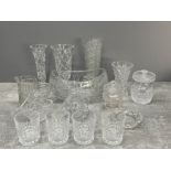 15 pieces of crystal and glass including Waterford