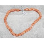 Peach aventurine square bead necklace as new with tags and sterling silver fitting