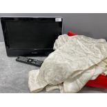 15” tv with remote and silk wedding dress 1960s