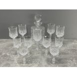 Crystal decanter and 11 glasses