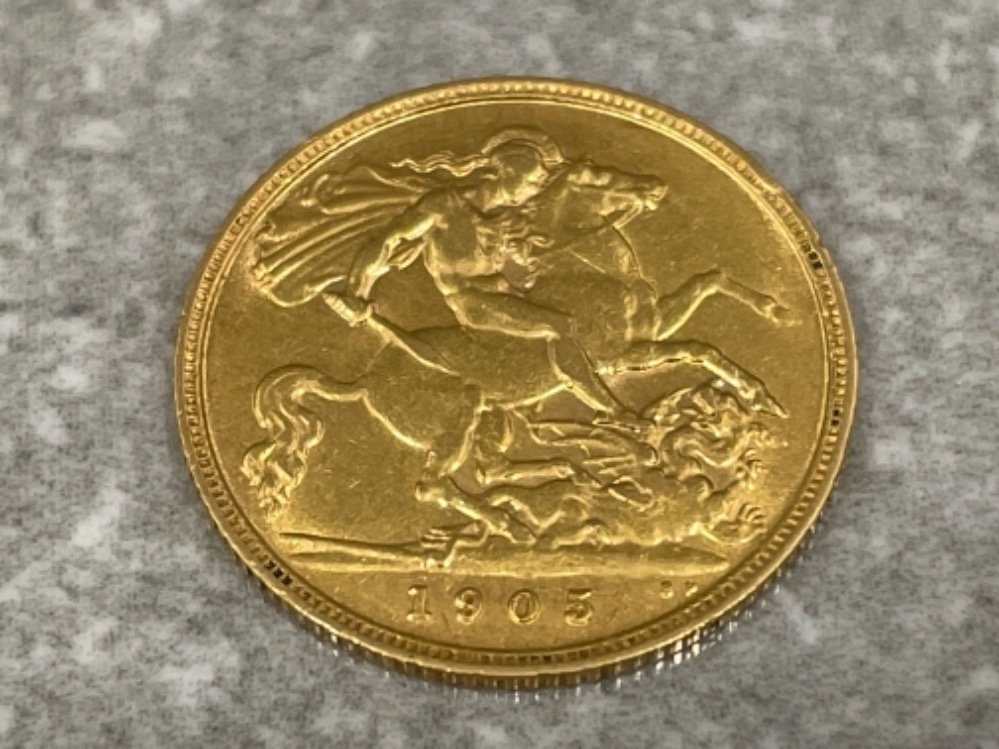 22ct gold 1905 king Edward VII half sovereign coin