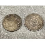 2 x Indian silver rupees George V 1913 and George VI 1941 vf