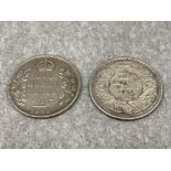 2 x silver Indian rupees Edward VII 1904 vf/ George V vf