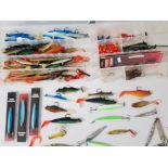 A large selection of fishing tackle .lures ,spinners rubber worms and shadsshads