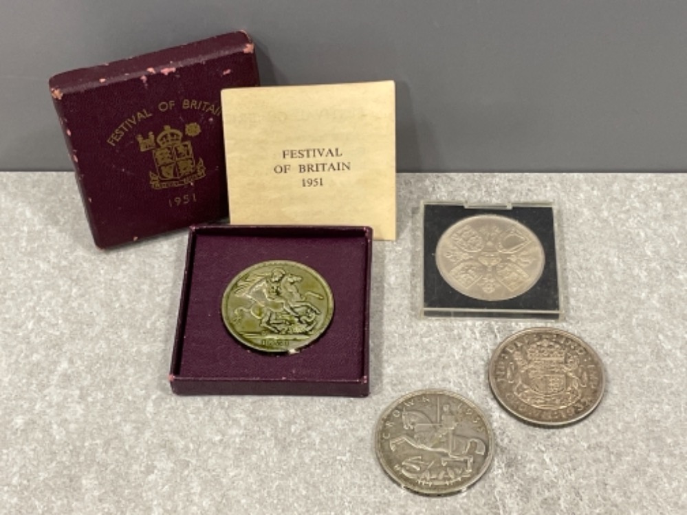 Coins crowns 1935 silver jubilee, 1937 coronation, 1951 Festival of Britain and 1953 coronation