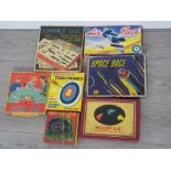 7 boxed vintage games includes Air race, Merit roulette, Hoop-La, Contact quiz, Flying caps, Archery