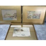 3 watercolours by E W Stewart local interest 28cm x 20cms