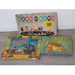 3 boxed classic games including Chad Valley 1940s Tickle Trout, 1950s Taxi and Game o Rama by