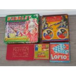 5 vintage board games includes Wembley football game, 2x Lotto Bingo, Classic roulette and the