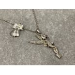 2 silver plated fairy pendants on chain