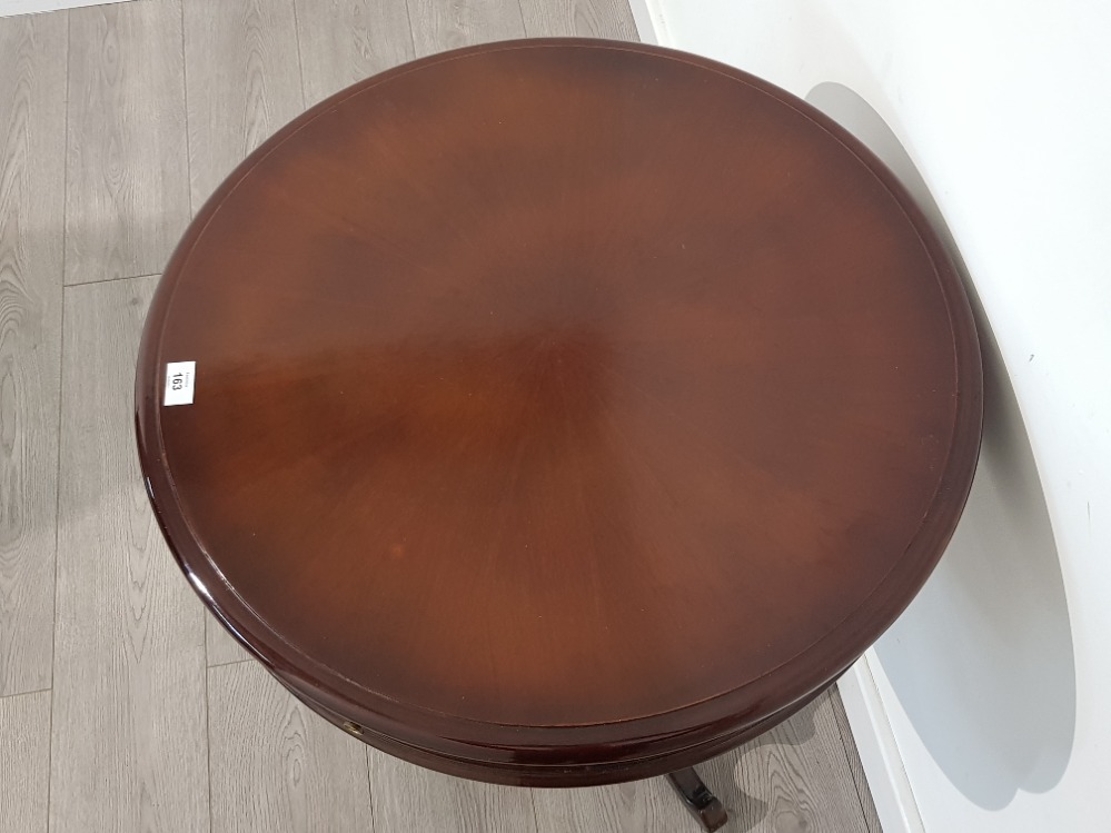 Large Mahogany drum table, Diameter 670mm Height 720mm - Image 2 of 3