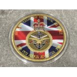 100th anniversary of the RAF presentation coin. Gold layered 7cm in diameter 110g