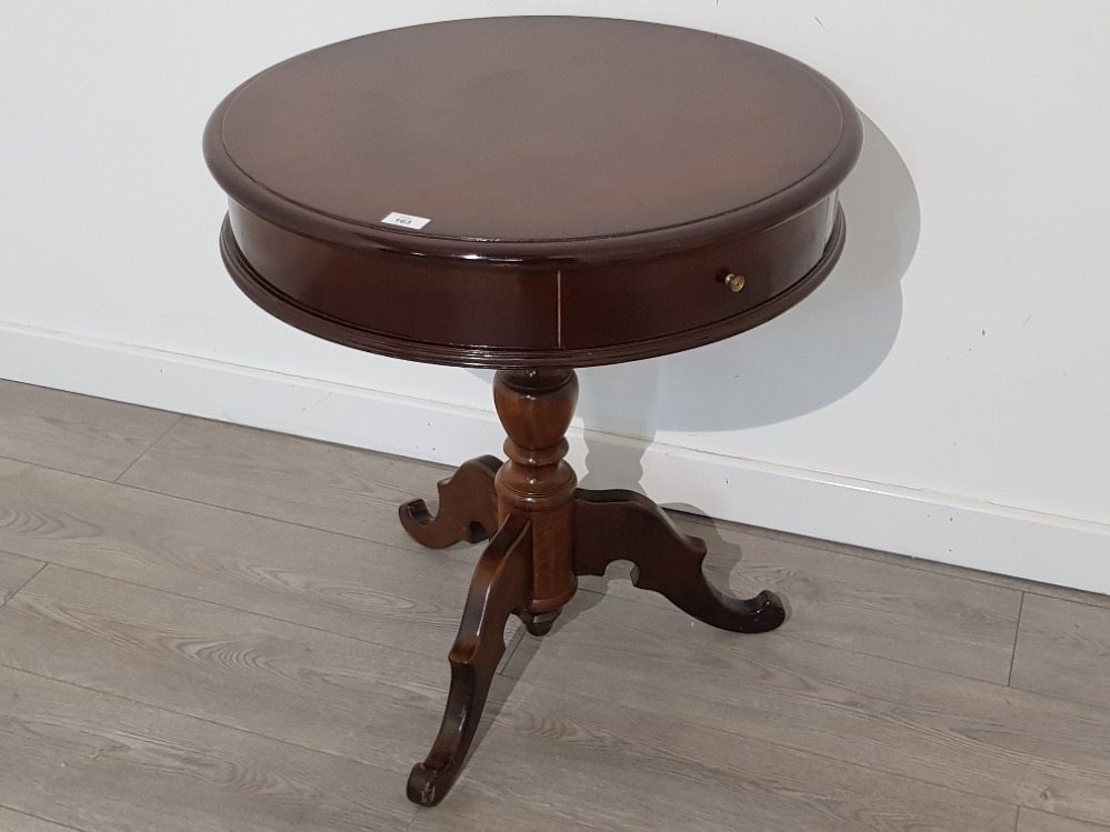 Large Mahogany drum table, Diameter 670mm Height 720mm