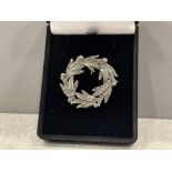 Silver and marcasite wreath brooch