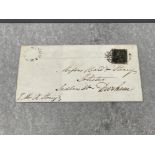 Stamps original penny black on a cover dated March 1841 sent to Sadler street Durham cancelled by