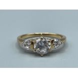 9ct gold cz ring with heart shape stone 3G size P1/2