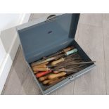 Metal box containing a large quantity of vintage files etc